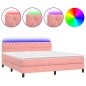 vidaXL Cama box spring colchón y LED terciopelo rosa 160x200 cm vidaXL Cama box spring colchón y LED terciopelo rosa 160x200 cm