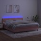 vidaXL Cama box spring colchón y LED terciopelo rosa 160x200 cm vidaXL Cama box spring colchón y LED terciopelo rosa 160x200 cm