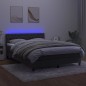 vidaXL Cama box spring colchón y LED terciopelo gris oscuro 140x190 cm vidaXL Cama box spring colchón y LED terciopelo gris oscuro 140x190 cm