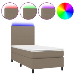 vidaXL Cama box spring colchón y luces LED gris taupe 80x200 cm