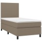 vidaXL Cama box spring colchón y luces LED gris taupe 80x200 cm vidaXL Cama box spring colchón y luces LED gris taupe 80x200 cm