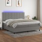 vidaXL Cama box spring colchón y luces LED tela gris claro 200x200 cm vidaXL Cama box spring colchón y luces LED tela gris claro 200x200 cm