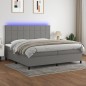 vidaXL Cama box spring colchón y luces LED tela gris claro 200x200 cm vidaXL Cama box spring colchón y luces LED tela gris claro 200x200 cm