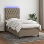 vidaXL Cama box spring colchón y luces LED tela gris taupe 90x190 cm vidaXL Cama box spring colchón y luces LED tela gris taupe 90x190 cm