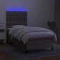 vidaXL Cama box spring colchón y luces LED tela gris taupe 90x190 cm vidaXL Cama box spring colchón y luces LED tela gris taupe 90x190 cm