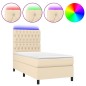 vidaXL Cama box spring colchón y luces LED tela crema 80x200 cm vidaXL Cama box spring colchón y luces LED tela crema 80x200 cm