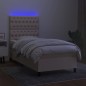 vidaXL Cama box spring colchón y luces LED tela crema 80x200 cm vidaXL Cama box spring colchón y luces LED tela crema 80x200 cm