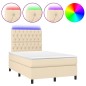 vidaXL Cama box spring con colchón y LED tela crema 120x200 cm vidaXL Cama box spring con colchón y LED tela crema 120x200 cm