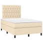 vidaXL Cama box spring con colchón y LED tela crema 120x200 cm vidaXL Cama box spring con colchón y LED tela crema 120x200 cm