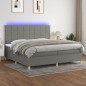 vidaXL Cama box spring colchón y luces LED tela gris claro 200x200 cm