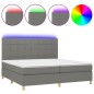 vidaXL Cama box spring colchón y luces LED tela gris claro 200x200 cm