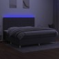 vidaXL Cama box spring colchón y luces LED tela gris claro 200x200 cm