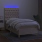 vidaXL Cama box spring colchón y luces LED tela color crema 90x190 cm vidaXL Cama box spring colchón y luces LED tela color crema 90x190 cm