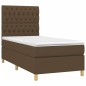 vidaXL Cama box spring colchón luces LED tela marrón oscuro 100x200cm vidaXL Cama box spring colchón luces LED tela marrón oscuro 100x200cm