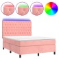 vidaXL Cama box spring colchón y LED terciopelo rosa 140x190 cm vidaXL Cama box spring colchón y LED terciopelo rosa 140x190 cm