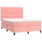 vidaXL Cama box spring colchón y LED terciopelo rosa 140x190 cm vidaXL Cama box spring colchón y LED terciopelo rosa 140x190 cm