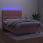 vidaXL Cama box spring colchón y LED terciopelo rosa 140x190 cm vidaXL Cama box spring colchón y LED terciopelo rosa 140x190 cm
