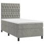 vidaXL Cama box spring colchón y LED terciopelo gris claro 80x200 cm vidaXL Cama box spring colchón y LED terciopelo gris claro 80x200 cm