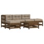 vidaXL Juego muebles jardín 6 pzas y cojines madera maciza marrón miel vidaXL Juego muebles jardín 6 pzas y cojines madera maciza marrón miel