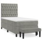 vidaXL Cama box spring con colchón terciopelo gris claro 90x190 cm vidaXL Cama box spring con colchón terciopelo gris claro 90x190 cm