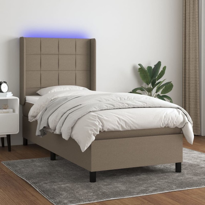 vidaXL Cama box spring colchón y luces LED gris taupe 80x200 cm vidaXL Cama box spring colchón y luces LED gris taupe 80x200 cm