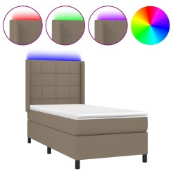 vidaXL Cama box spring colchón y luces LED gris taupe 80x200 cm