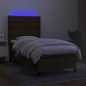 vidaXL Cama box spring colchón y luces LED tela marrón oscuro 90x200cm vidaXL Cama box spring colchón y luces LED tela marrón oscuro 90x200cm