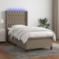 vidaXL Cama box spring colchón y luces LED tela gris taupe 90x190 cm vidaXL Cama box spring colchón y luces LED tela gris taupe 90x190 cm
