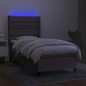 vidaXL Cama box spring colchón y luces LED tela gris taupe 90x190 cm vidaXL Cama box spring colchón y luces LED tela gris taupe 90x190 cm