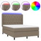 vidaXL Cama box spring colchón y luces LED tela gris taupe 140x200 cm vidaXL Cama box spring colchón y luces LED tela gris taupe 140x200 cm