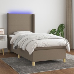 vidaXL Cama box spring colchón y luces LED gris taupe 80x200 cm