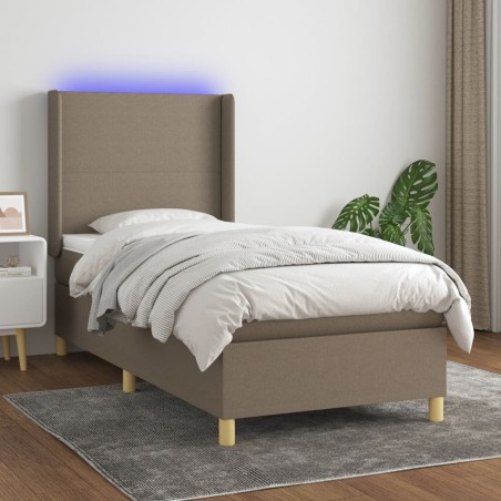 vidaXL Cama box spring colchón y luces LED gris taupe 80x200 cm