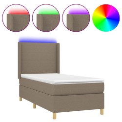 vidaXL Cama box spring colchón y luces LED gris taupe 80x200 cm