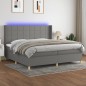 vidaXL Cama box spring colchón y luces LED tela gris claro 200x200 cm