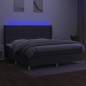 vidaXL Cama box spring colchón y luces LED tela gris claro 200x200 cm