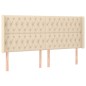 vidaXL Cama box spring colchón y luces LED tela crema 200x200 cm vidaXL Cama box spring colchón y luces LED tela crema 200x200 cm