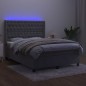 vidaXL Cama box spring colchón y LED terciopelo gris claro 140x200 cm