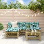 vidaXL Juego de muebles jardín 5 pzas y cojines madera pino impregnada vidaXL Juego de muebles jardín 5 pzas y cojines madera pino impregnada