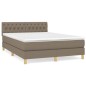 vidaXL Cama box spring con colchón tela gris taupe 140x200 cm