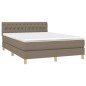 vidaXL Cama box spring con colchón tela gris taupe 140x200 cm