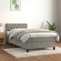 vidaXL Cama box spring con colchón terciopelo gris claro 100x200 cm vidaXL Cama box spring con colchón terciopelo gris claro 100x200 cm