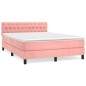 vidaXL Cama box spring con colchón terciopelo rosa 140x190 cm
