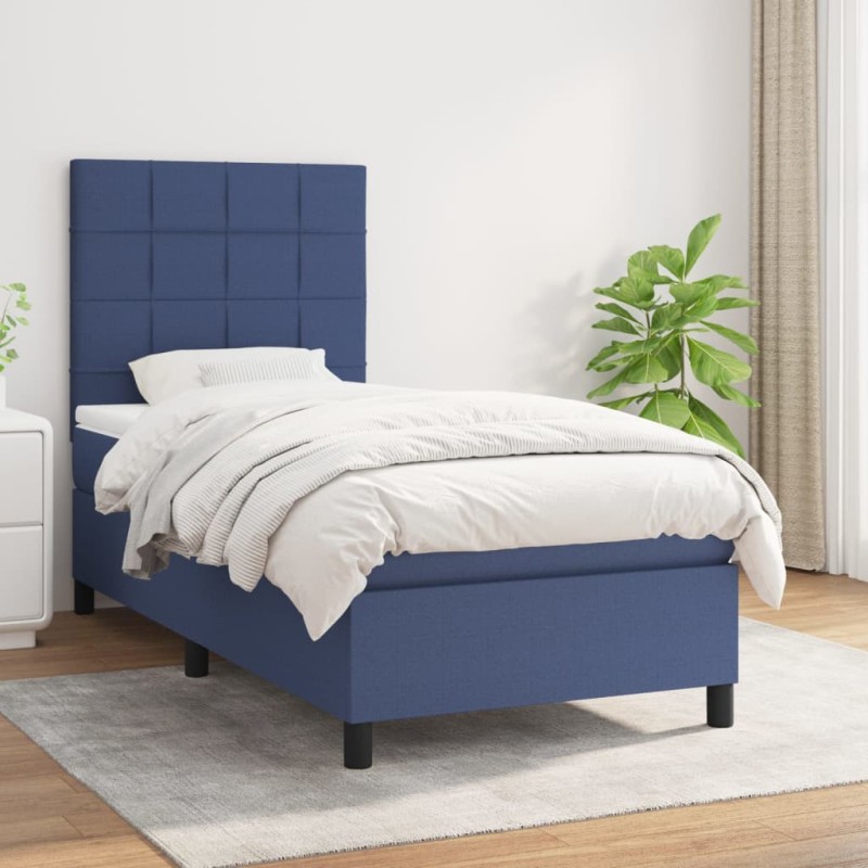 vidaXL Cama box spring con colchón tela azul 80x200 cm vidaXL Cama box spring con colchón tela azul 80x200 cm