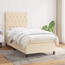 vidaXL Cama box spring con colchón tela color crema 80x200 cm
