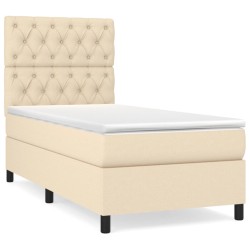 vidaXL Cama box spring con colchón tela color crema 80x200 cm