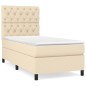 vidaXL Cama box spring con colchón tela color crema 80x200 cm