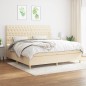 vidaXL Cama box spring con colchón tela color crema 200x200 cm vidaXL Cama box spring con colchón tela color crema 200x200 cm