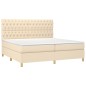 vidaXL Cama box spring con colchón tela color crema 200x200 cm vidaXL Cama box spring con colchón tela color crema 200x200 cm