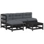 vidaXL Juego de muebles de jardín 5 pzas y cojines madera maciza negro vidaXL Juego de muebles de jardín 5 pzas y cojines madera maciza negro