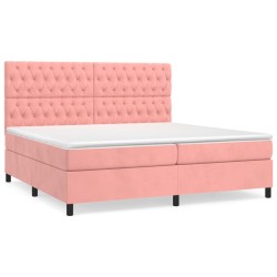 vidaXL Cama box spring con colchón terciopelo rosa 200x200 cm